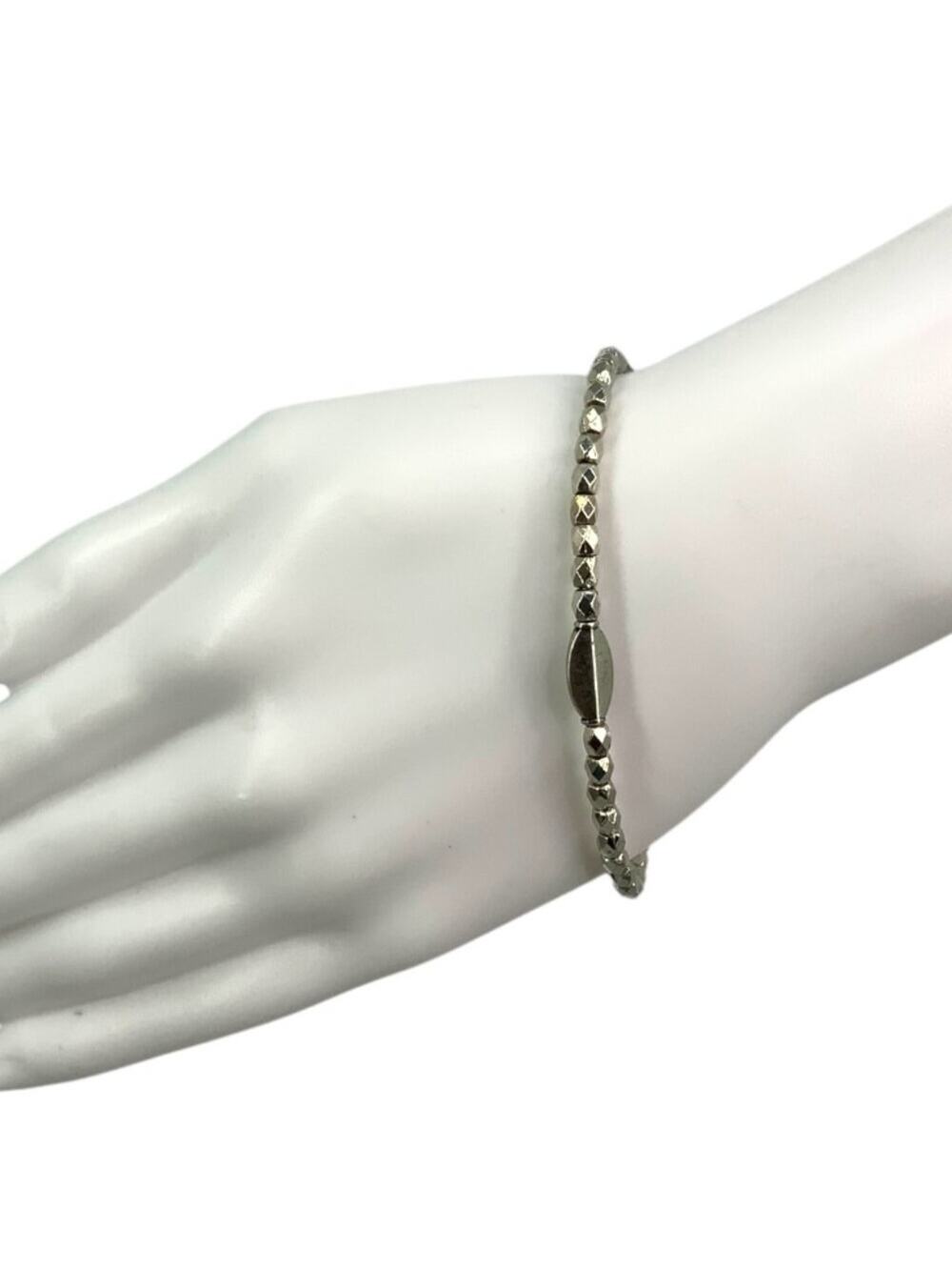 Beaded Silver Tone Stacking Layering Bracelet